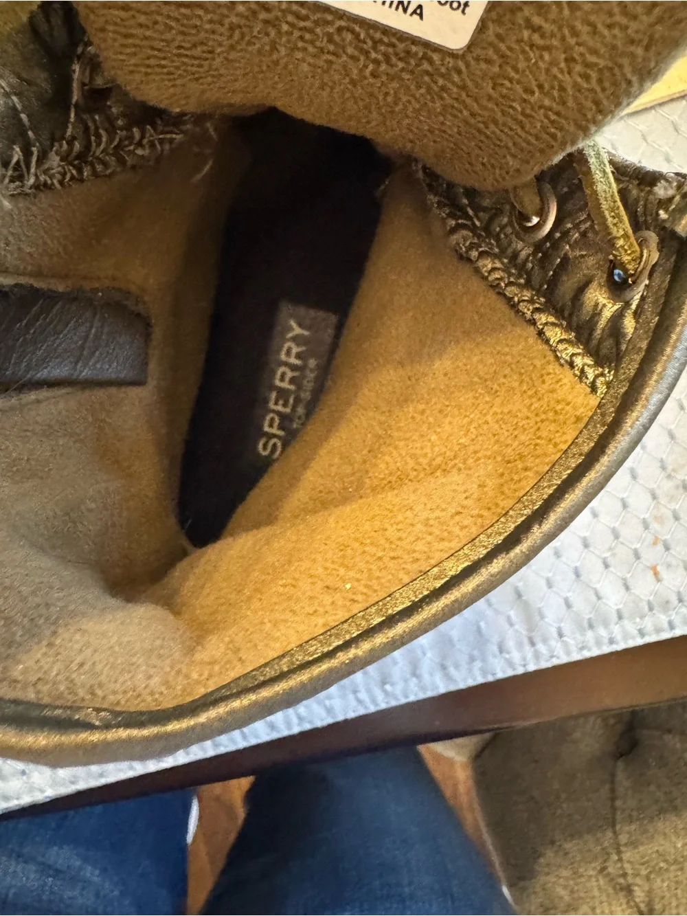 Sperry Olive Quilted Lace-Up Duck Boots